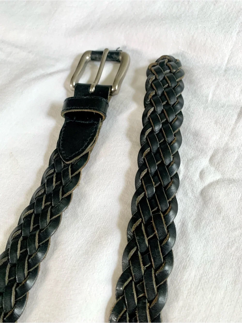 Black Braided Leather Belt -Cherokee. 36 or Medium